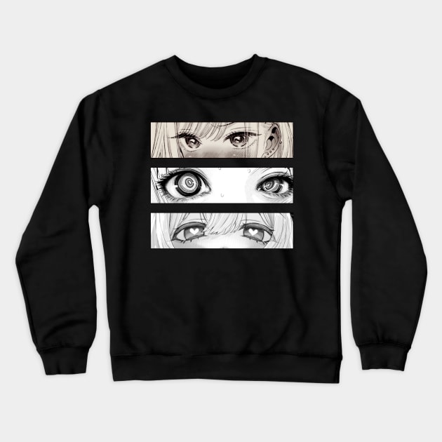 Lewd Manga Monochrome Eyes Bundle Crewneck Sweatshirt by cocorf